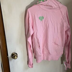 Pink Heart Embroidered Women's Hoodie